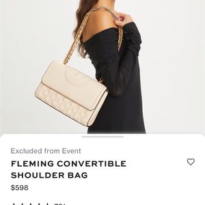 Tory Burch Fleming Convertible Shoulder Bag in cream